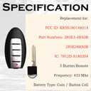 SUPALAND Remote Key Fob Replacement Fits for Nissan Altima Maxima 2016 2017 2018 Infiniti Q50 Q60 Push Start Button Smart Proximity Keyless Entry Remote Control KR5S180144014 S180144310 5 Buttons