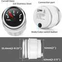 2" Fuel Level Gauge 8 Color Backlight 5 Signals Adjustable 0-190ohm,0-180ohm,10-180ohm,240-33ohm,240-30ohm,Fuel Gauge Kit for Boat Car RV Truck Vehicle Motorcycle