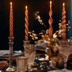 Nuanchu 4 Pcs 7.87 Inch Twisted Taper Candles Wax Unscented Smokeless Spiral Swirl Candlesticks for Wedding Holiday Dinner Party Home Decorations(Brown)