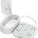 Surge Protector Long Extension Cord 25FT, TESSAN Flat Plug Power Strip with 4 Outlets 3 USB Ports (1 USB C), 900 Joules Protection, Multiple Wall Outlet Extender Suitable for Home Office Dorm, Grey