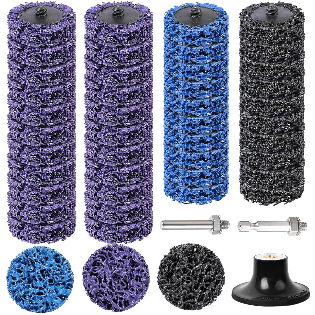 53PCS Quick Strip Disc for Drill, 2 Inch Die Grinder Stripping Discs, 1/4" Roll Lock SandingGrinding Accessories for Paint and Rust Removal