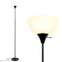 LALISU Floor Lamp, Standing Lamps with White Plastic Shade, Led Floor Lamp Rotary Switch Floor Lamps Modern Industrial Lamp, Tall Lamps for Living Room Bedroom Office Dining Room (All Black)