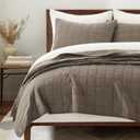 EVERGRACEHOME 100% Cotton Box Stitch Quilt Bedding Set King Size 3 Pieces, Garment-Washed Lightweight Soft Cozy Coverlet, Oversized Quilted Bedspread Sets with 2 Shams for All Season, Mocha Brown | Box Stitch Design, 100% Cotton, Soft, Oversized, Pre Washed, Oeko-Tex Certified