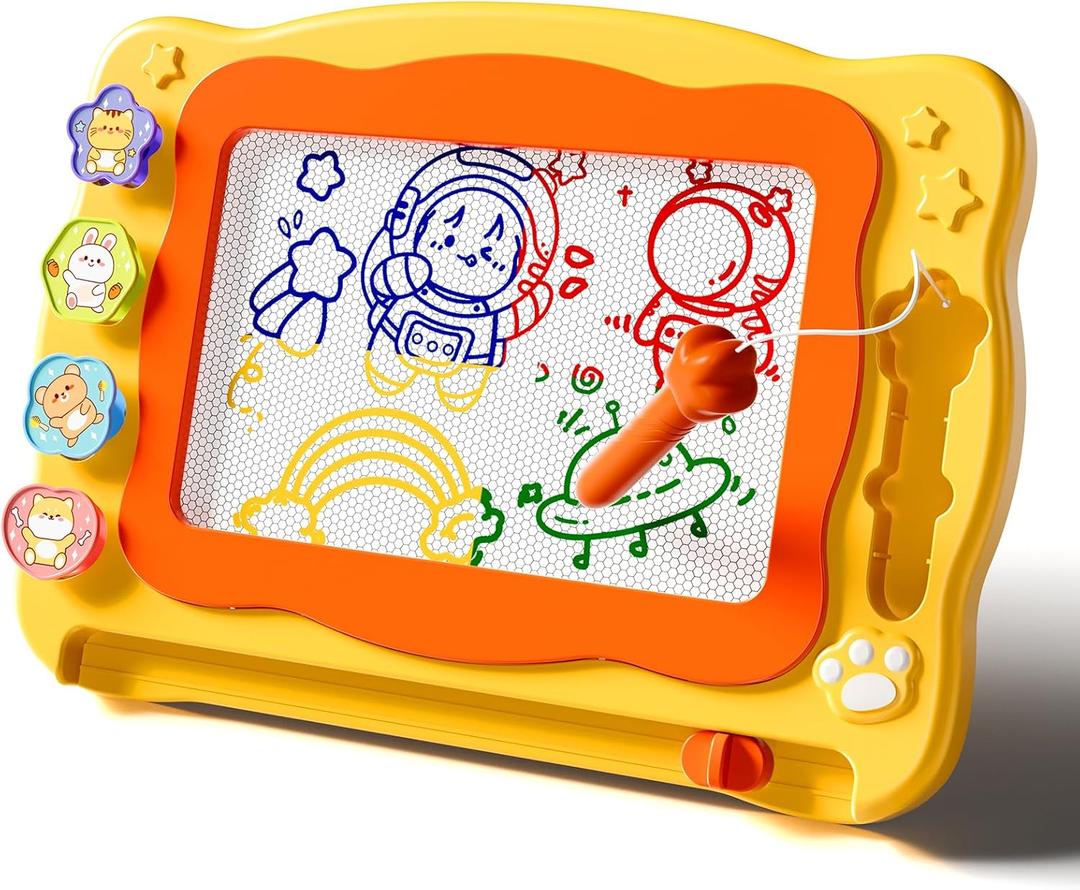 Large Magnetic Drawing Board Toddler Toys for 3 4 5 6 Year Old Kids Girls Boys, Doodle Board Montessori Preschool Educational Travel Toys Gifts for 3 4 5 6 Year Old Etch Sketch Erasable Writing Pad (Orange)