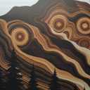 BICERE Large Abstract Mountain Woodcut Framed Canvas Wall Art, Modern Tree Ring Wall Decor, Sunrise Ridge Scenery Painting, Retro Desert Artwork for Living Room, Bedroom, Dining Room, Office -24"x36"x3