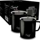Spring Stainless Steel Double Walled Mugs: 100% BPA Free,5.07 oz (150 ml) Metal Coffee & Tea Cup Mug - Set of 2 Mugs