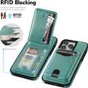 SkyEagle Compatible with Magsafe 2 in 1 Detachable iPhone 15 Pro Max Wallet Case with Card Holder,Women Men Magnetic PU Leather RFID Blocking Flip Kickstand Credit Slots,Blue Green