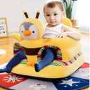 Baby Seat for 3-24 Month, Infant Back Support Floor Chair, Plush Cartoon Animals Baby Sofa, Toddler Floor Seater for Sitting Up, Portable Activity Seat for Babies (Bee)