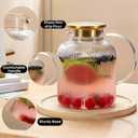 2 Liter 68 Ounces Glass Pitcher with Lid and Spout, Large Vertical Stripes Water Pitcher ribbed Borosilicate Glass Fridge Water Carafe for Cold Brew, Coffee, Lemonade, Sun Tea,Heat Resistant (Clear)