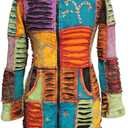 Shopoholic Fashion Women Embroidery Slashed Knee Length Jacket (Small, Multicoloured)