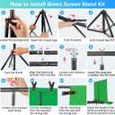 Green Screen Backdrop Kit with Stand, 5X6.5ft Portable Green Screen Backdrop with Stand kit, GreenScreen Background with Stand Carrying Bag Clamp for Streaming Video Zoom