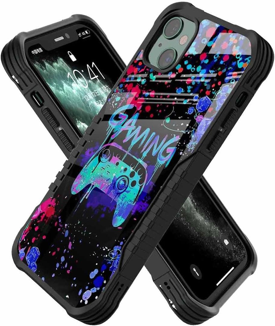 Compatible with iPhone 15 Case Anti Slip Shockproof Hard PC Back Soft TPU Prevention Protective Case, Unique Design Fashion Print for Men Women - Gaming