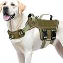 Dog Harness for Large Dogs Heavy Duty, No Pull Tactical Dog Harness with Molle System, Easy On and Off Service Dog Vest, Breathable Padded, Adjustable Reflective Pet Vest for Walking Hiking Training