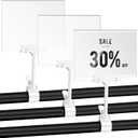 3 Pcs Acrylic Clip on Sign Holder with Clamp 5.5 x 7 Inch Retail Store Signs Displays Double Sides Swivel Signage with PVC Card Clothing Price Hanging Signage for Supermarket Business