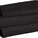 Amazon Basics Lightweight Breathable Super Soft Easy Care Wrinkle Resistant Brushed Microfiber 3 Piece Bed Sheet Set with 14-Inch Deep Pockets, Twin, Black, Solid