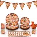 Friendsgiving Party Decorations,Friendsgiving Decorations Plates and Cups Napkins, Thanksgiving Party Decorations, Happy Friendsgiving Party Banner Decorations (happy friendsgiving Plates Cups)