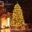 6 Feet Artificial Christmas Tree Hinged Xmas Tree with Lights and 3 Auto Timers-6 ft