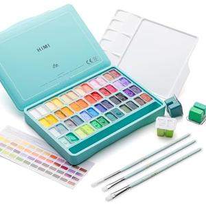 HIMI Twin Cup Jelly Gouache Paint Set with 3 Paint Brushes, 48 Colors 12g, Jelly Cup Design, Non Toxic Paint for Canvas and Paper, Art Supplies for Professionals (Green Case) HIMI Twin Cup Jelly Gouache Paint Set with 3 Paint Brushes, 48 Colors 12g, Jelly Cup Design, Non Toxic Paint for Canvas and Paper, Art Supplies for Professionals (Green Case)