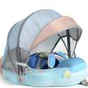 Mambobaby Float Add Tail Baby/Infant Swim Float with Canopy, Non-Inflatable Solid Upgrade Soft Waterproof Skin-Friendly Leather Material (Limited Edition Blue), 18.5 inches x 17.2"
