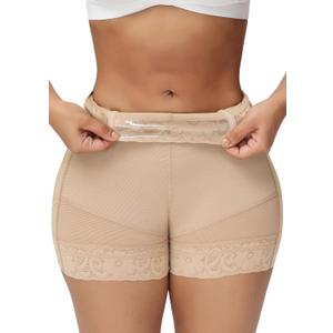 SHAPSHE Butt Lifting Shapewear for Women Tummy Control Body Shaper Shorts Slimmer Flat Tummy Butt Shaper Panties (Beige, L)