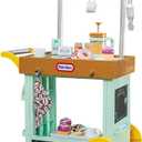 Little Tikes 2-in-1 Caf Cart Pretend Food Cooking Toy Role Play Kitchen Playset for Multiple Kids and Toddlers