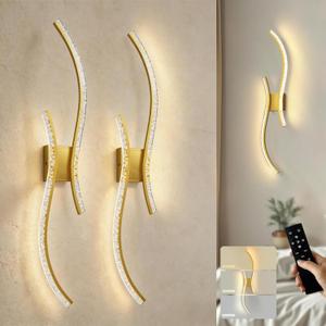 DORESshop Battery Operated Wall Sconces Set of 2, Bubble Acrylic Wireless Rechargeable Wall Lights with Dimming, 3000K-6000K, 8000mAh, Sconce Wall Decor for Living Room, Hallway, Bedroom, Gold, 39in