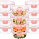 GULFLIN 12 Pack 13oz Small Glass Food Storage Containers with Lids Airtight, Leak-Proof Round Meal Prep Containers Set, Freezer to Microwave Safe, Dishwasher Safe