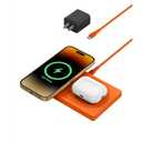Belkin 2-in-1 Wireless Charging Pad with MagSafe 15W, Fast Charging iPhone Charger - Wireless Charging Station for iPhone 17, 16, 15, and 14 Series, AirPods, and Other MagSafe Enabled Devices - Orange