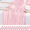 14 Pack Light Pink Cheesecloth Table Runner 17x108 Inch Semi Sheer Boho Gauze Cheese Cloth Fabric Table Runners, for Wedding Party Baby Shower Birthday Home Decor Garden Farmhouse