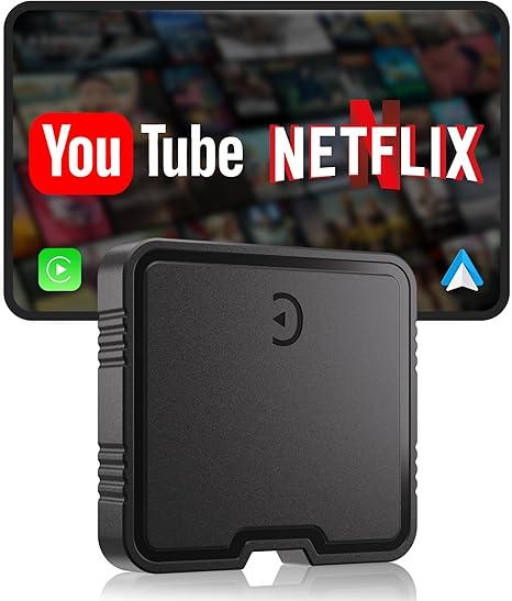 Wireless CarPlay Adapter AI Box for iPhone & Android Auto – YouTube & Netflix Support, TF Card Offline Playback, Plug and Play, Wired to Wireless Conversion, Stable 5.8GHz WiFi & Bluetooth 5.3