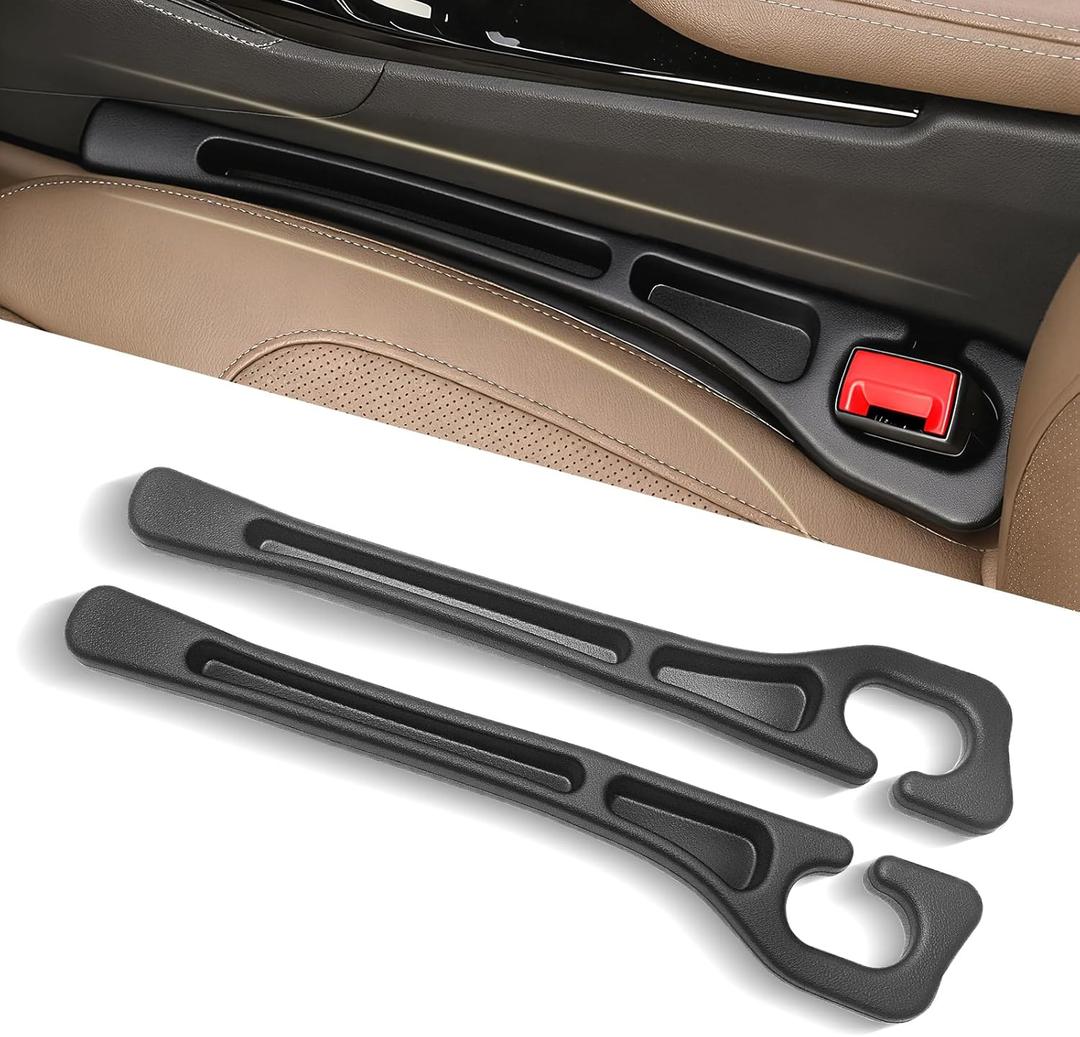 Car Seat Gap Filler Set of 2, 3-in-1 Seat Gap Filler with Organizer & Hook, Soft Foam Gap Stopper Universal Fit for Car SUV Truck, Prevent Items Dropping Between Seat and Console