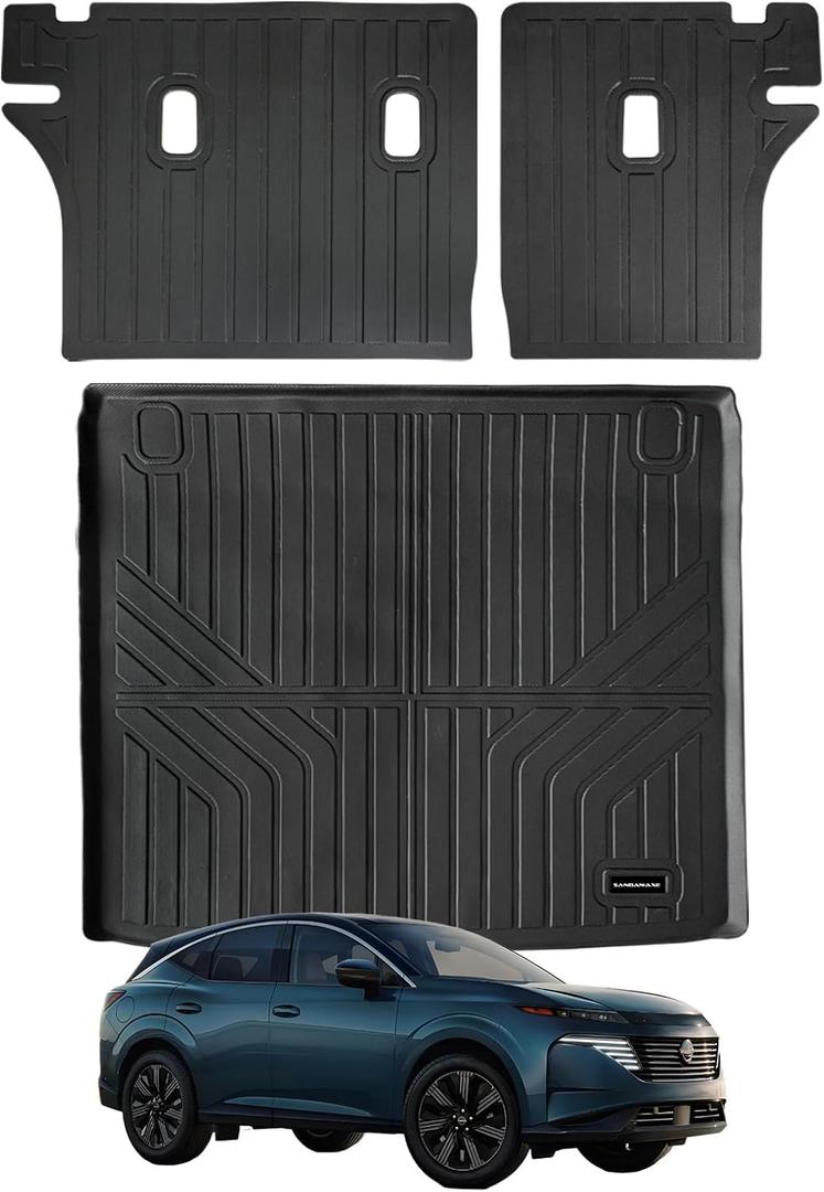 Trunk Mat & Backrest Mat for 2025 Murano TPE All Weather Protection Cargo Liner with Velcro Rear Seats Backrest