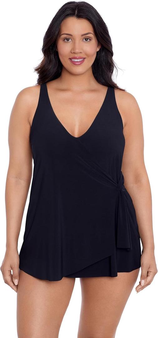 TrimShaper Women's Standard Lola Swim Dress, Black
 (18, Black)
