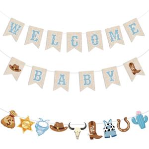 Epakh Western Cowboy Baby Shower Banners for Boys Cowboy Welcome Banners Birthday Party Decorations for Western Wild West Theme Baby Shower Party Supplies My First Rodeo Decor