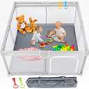 TODALE Baby Playpen, Medium Playpen for Babies and Toddlers, Indoor & Outdoor Kids Activity Center, Kids Safety Play Pens Play (Light Grey, 50x50x27 Inch) (50x50 (Square))