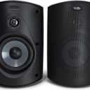Polk Audio Atrium 5 Outdoor Speakers with Powerful Bass (Pair, Black), All-Weather Durability, Broad Sound Coverage, Speed-Lock Mounting System