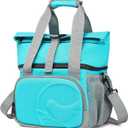 SUNNY BIRD 14L Large Insulated Lunch Bag, Leakproof and Dual Compartment Lunch Cooler Box for Women Adult and Men, Fits 21 Cans (Aqua Blue 01)