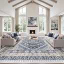zesthome 10x14 Area Rugs,Stain Resistant Washable Rug,Ultra-Thin Rugs for Living Room,Bedroom,Non-Slip Backing Home Decor Large Area Rug (Blue/Beige,10'x14')