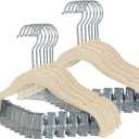 Finnhomy Non-Slip Clothes Hangers for Baby and Kids 20-Pack Velvet Hangers with Movable Clips, Heavy-Duty and Space-Saving for Pants,Skirts, Coat, Beige