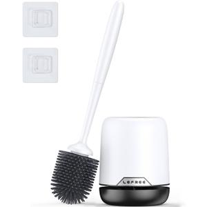 Lefree Silicone Toilet Brush,Rubber Toilet Bowl Brush and Holder Set with Ventilated Holder, Toilet Cleaner Brush for Bathroom,Floor Standing & Wall Mounted Toilet Scrubber Without Drilling