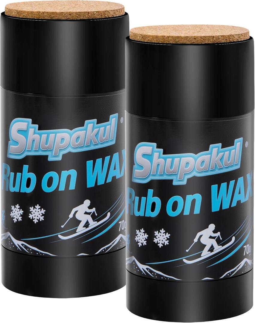 2 Pcs 70g Rub on Snowboard Wax, Portable Quick Ski Wax with Cork Applicator, Universal Ski Snowboard Waxing Accessories for Outdoor Snowboard Base Protection