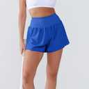 Women's High Waisted Running Shorts with Spandex, Athletic Shorts for Women Light and Airy with Wind-Resistant Fabric (Blue)