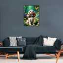 American Cocker Spaniel Diamond Art Painting Kits, Green Forest Dog DIY Round Full Drill Diamond Dots Paintings for Beginners Adults, 5D Paint Diamonds Pictures Gem Art Painting Kits 12x16 inch