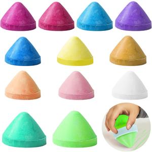 12PCS Toddler Sidewalk Chalk Refills Replacement Easy Grip Washable Chalk Refills for Kids Colored Non-Toxic Cone-Shaped No Mess On Hands for Doodling Drawing Writing Art Chalkborad