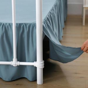 Bed Skirt King Size Ruffled Bed Skirts with Split Corners, 14 Inch Drop Dust Ruffle Bed Skirts with Platform, Teal Blue, 14'' King