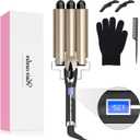 Hair Waver 3 Barrel 1 Inch for Classic Beach Waves, AIMERVO Crimper Tool for Women 15 Temp Settings from 170 to 450F, Tourmaline Ceramic Crimping Iron, PTC Heater Technology, 1 Hour Auto Shut-Off