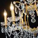 Vintage Gold Crystal Chandelier 6-Light Candle Style Pendant Light
K9 Crystal, Polished Golden Metal Frame, Pre-installation Chandelier Arms, Adjustable Chain, For Dining Room Entryway Bedroom