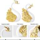 Veemoon 1 Pair Crown Swan Cake Topper Small Swan Figurine Bird Cake Decoration Creative Couple Statue Plastic Wedding Animal Ornament Gilded Bird Sculpture for Home Car Decor Party Celebrations