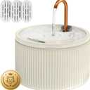 DOOOB Ceramic Cat Water Fountain, 2.1L/71oz Ceramic Cat Fountains, Automatic Pet Water Fountain for Cats, Pet Water Fountain with Ultra-Quiet Pump and 3 Filters & 3 Sponges (Beige)