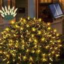 Christmas Net Lights Outdoor Mesh Light Solar Christmas Lights Decorations Outdoor for Garden, Yard, 5.9Ft*5.9Ft, Length 9.84 Ft